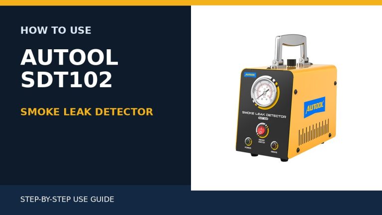 AUTOOL SDT102 smoke leak detector beside a How to Use title.