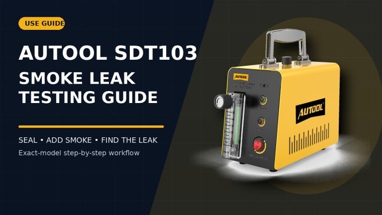 AUTOOL SDT103 smoke leak testing guide editorial cover.