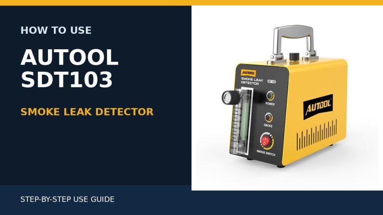 AUTOOL SDT103 smoke leak detector beside a How to Use title.