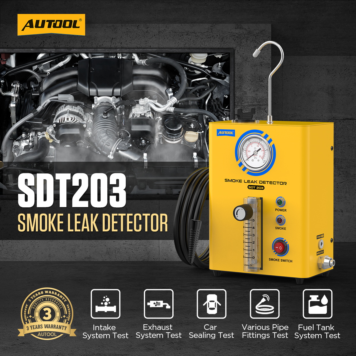 AUTOOL SDT203 exact-model product and supplied setup view.