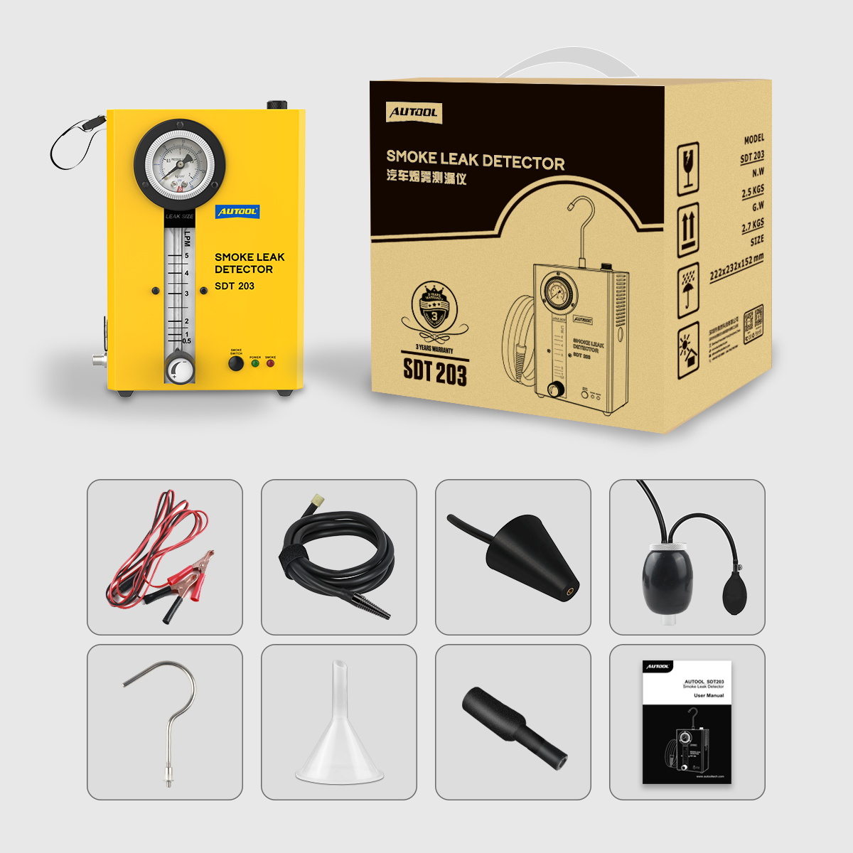 AUTOOL SDT203 exact-model product and supplied setup view.