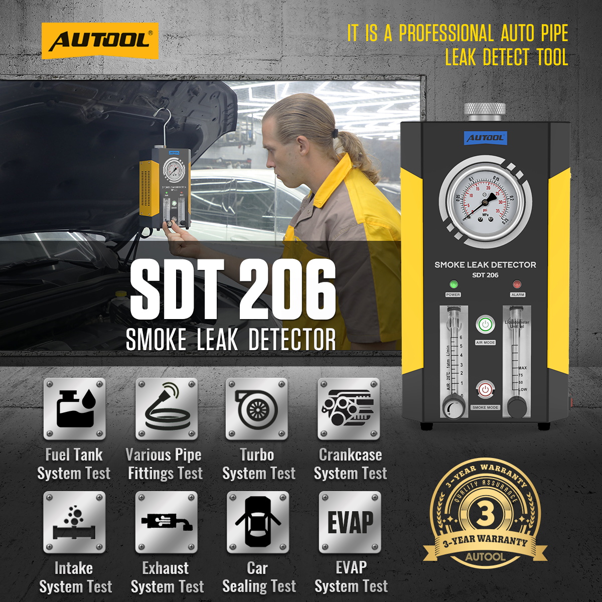 AUTOOL SDT206 exact-model product and supplied setup view.