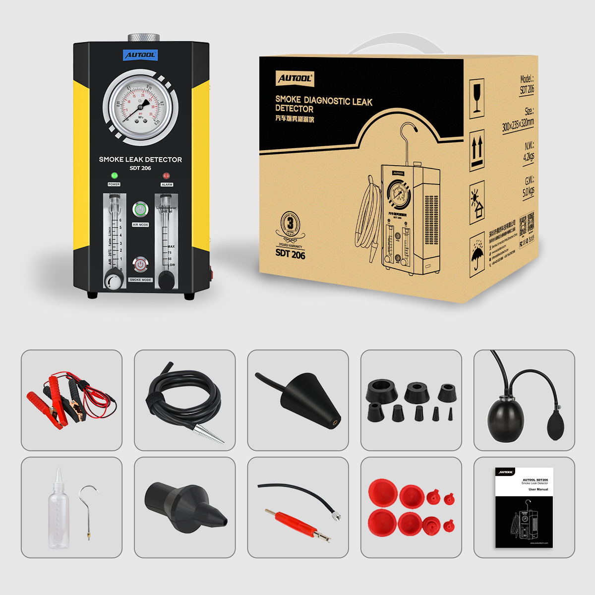 AUTOOL SDT206 exact-model product and supplied setup view.
