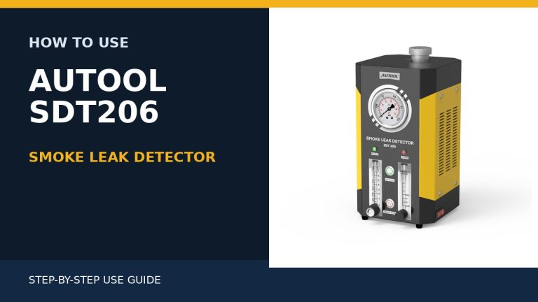 AUTOOL SDT206 smoke leak detector beside a How to Use title.