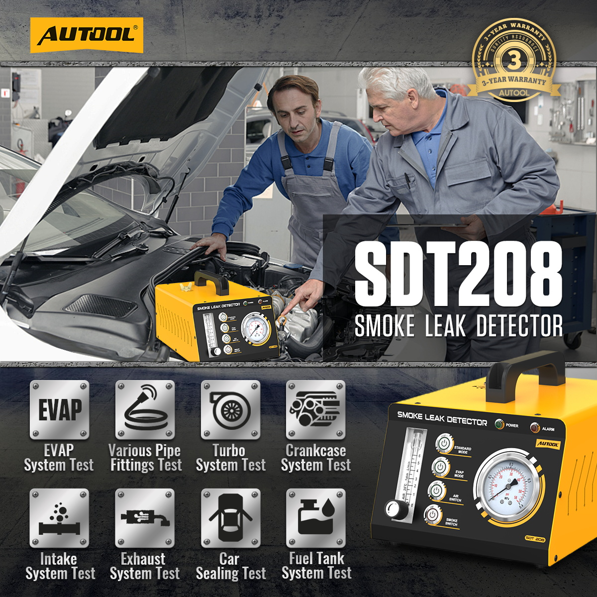 AUTOOL SDT208 exact-model product and supplied setup view.