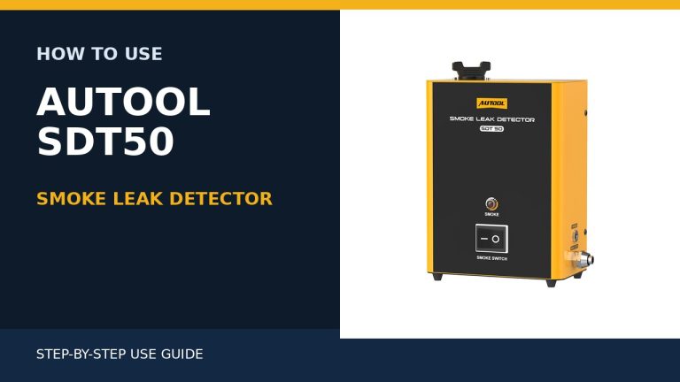 AUTOOL SDT50 smoke leak detector beside a How to Use title.