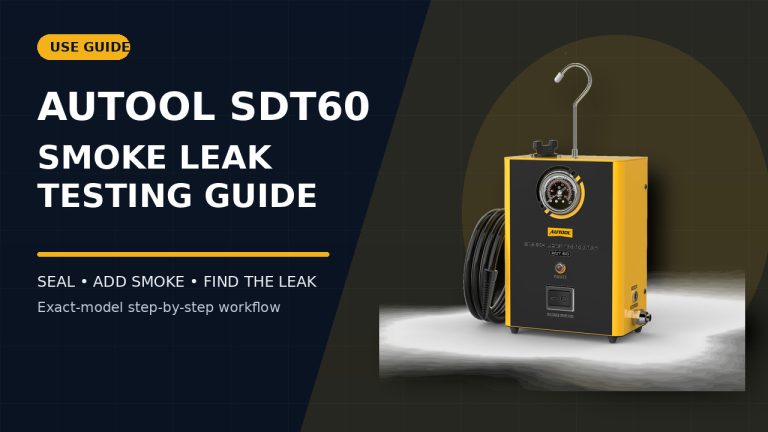 AUTOOL SDT60 smoke leak testing guide editorial cover.