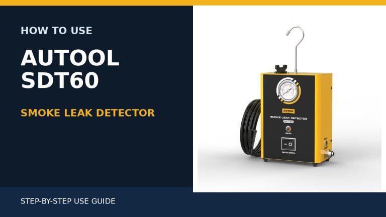 AUTOOL SDT60 smoke leak detector beside a How to Use title.