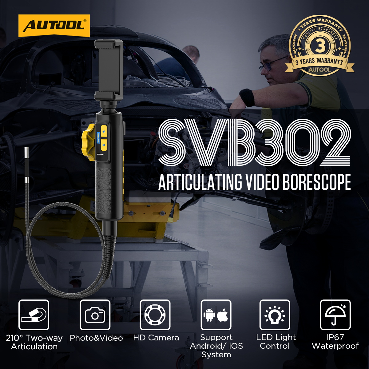 AUTOOL SVB302 exact-model product and supplied setup view.
