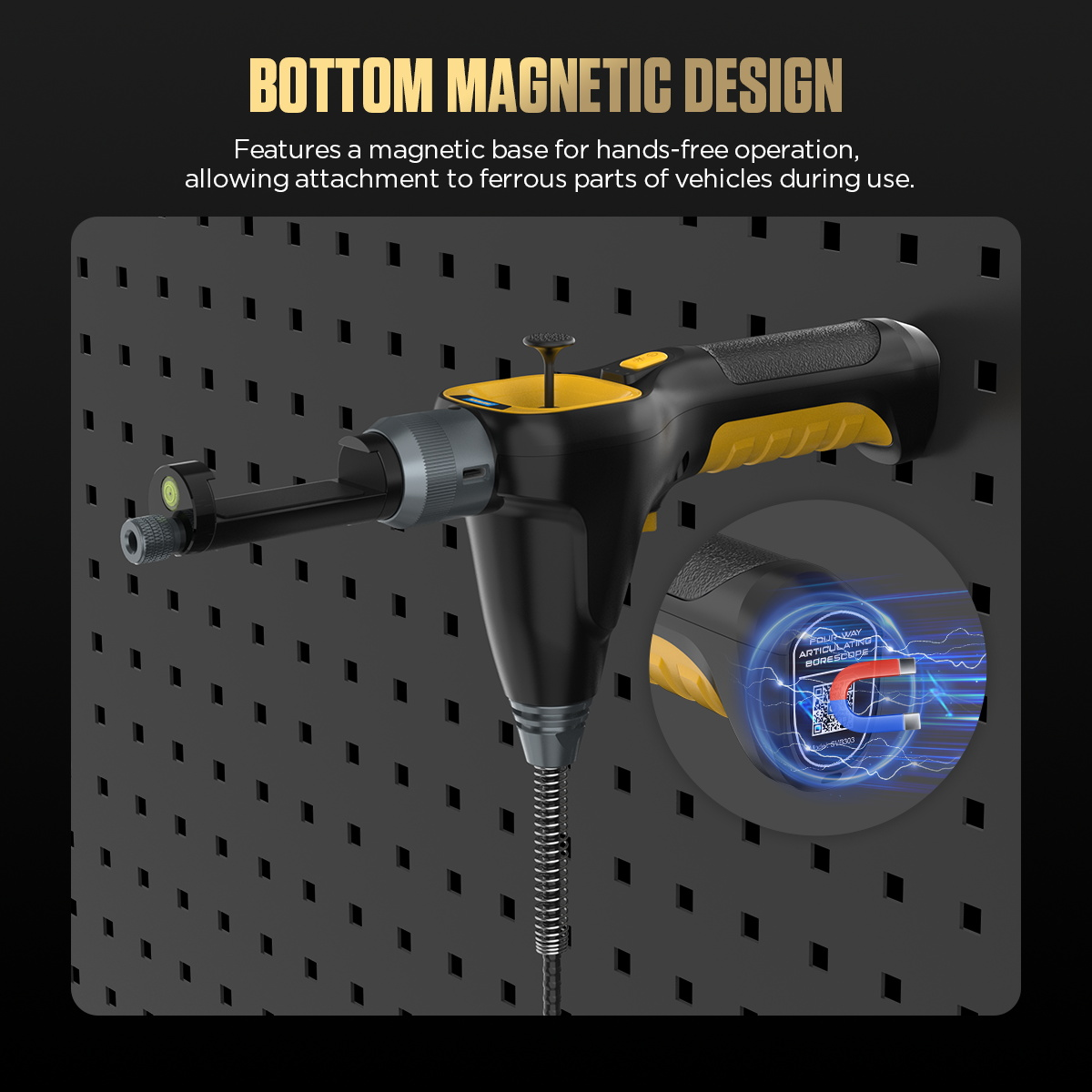 AUTOOL SVB303 magnetic positioning feature on a ferrous surface.