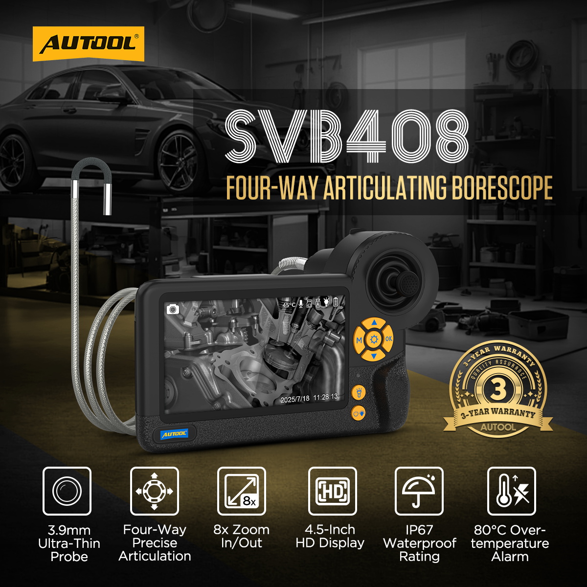 AUTOOL SVB408 exact-model product and supplied setup view.