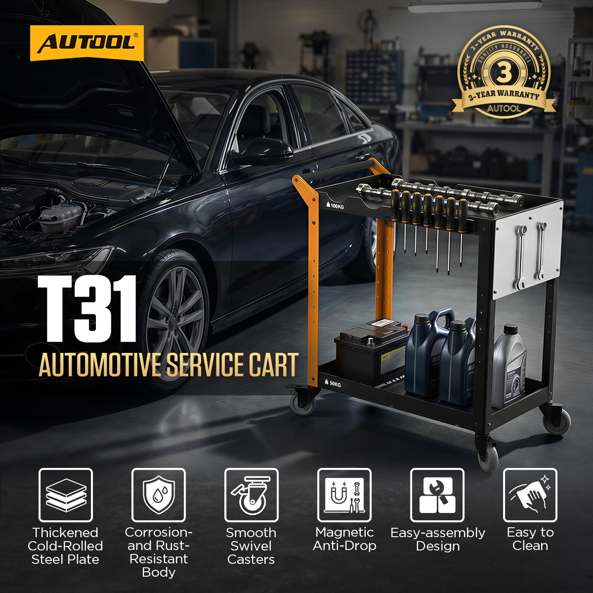 AUTOOL T31 workshop storage structure and equipment zones.