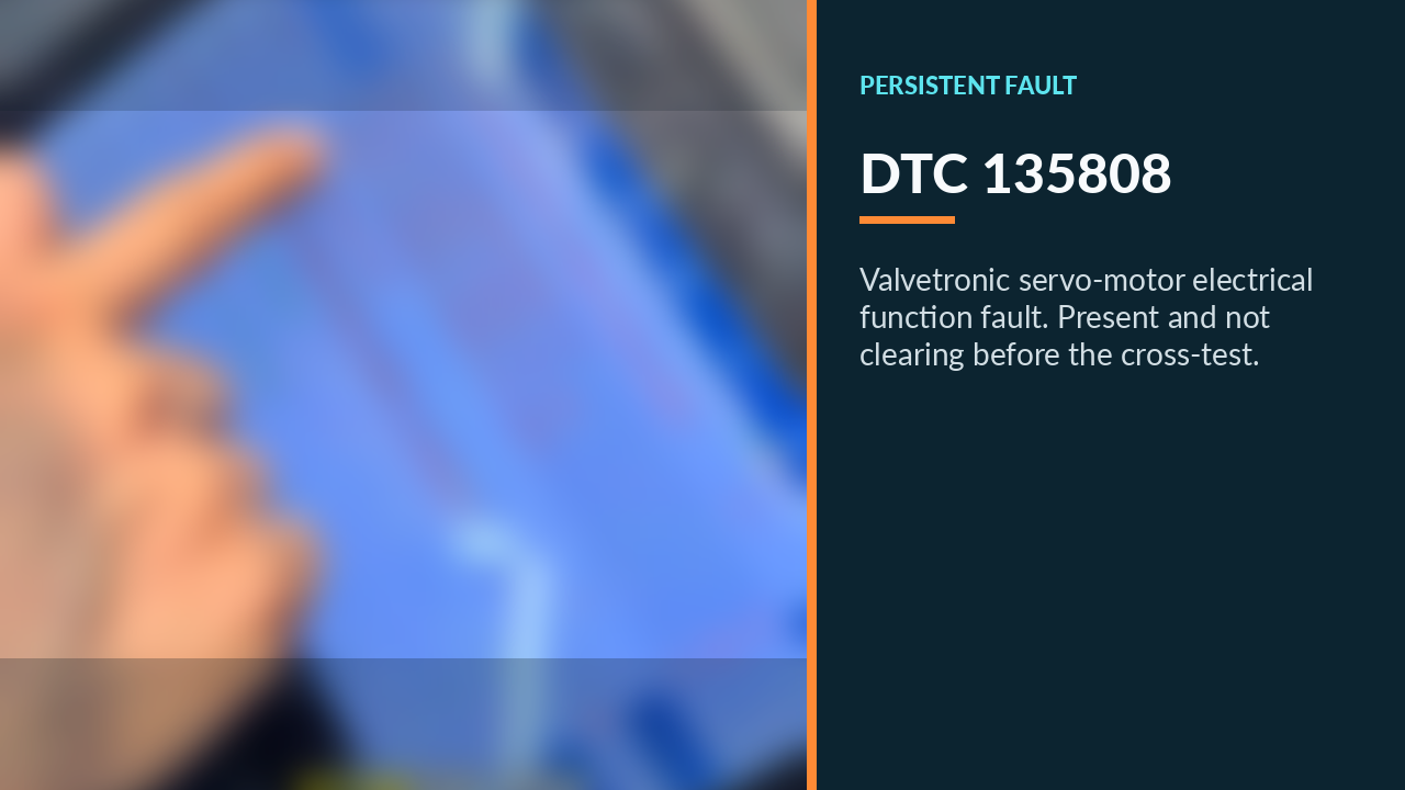 BMW diagnostic card for persistent Valvetronic fault 135808