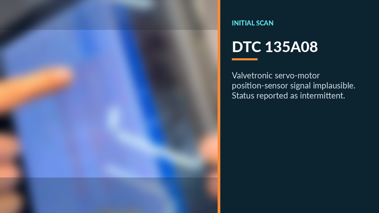 BMW diagnostic card for intermittent Valvetronic fault 135A08