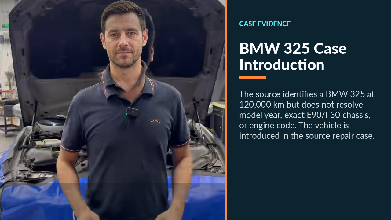Technician introducing the 120,000 km BMW 325 shudder case.