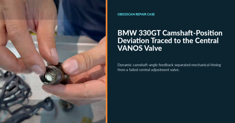 BMW 330GT Camshaft-Position Deviation Traced to the Central VANOS Valve search cover