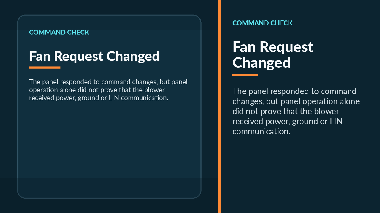 The panel remains active during command changes