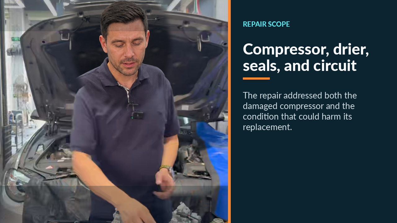 ALEX-01 presenting the BMW compressor drier seals and refrigerant-circuit repair scope