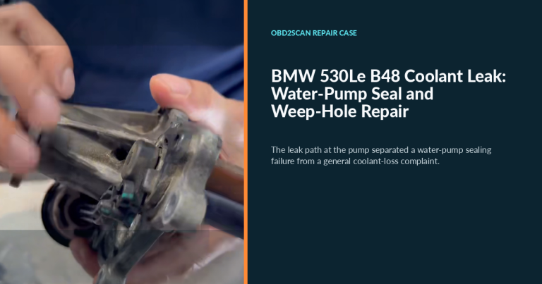 BMW 530Le B48 Coolant Leak: Water-Pump Seal and Weep-Hole Repair search cover