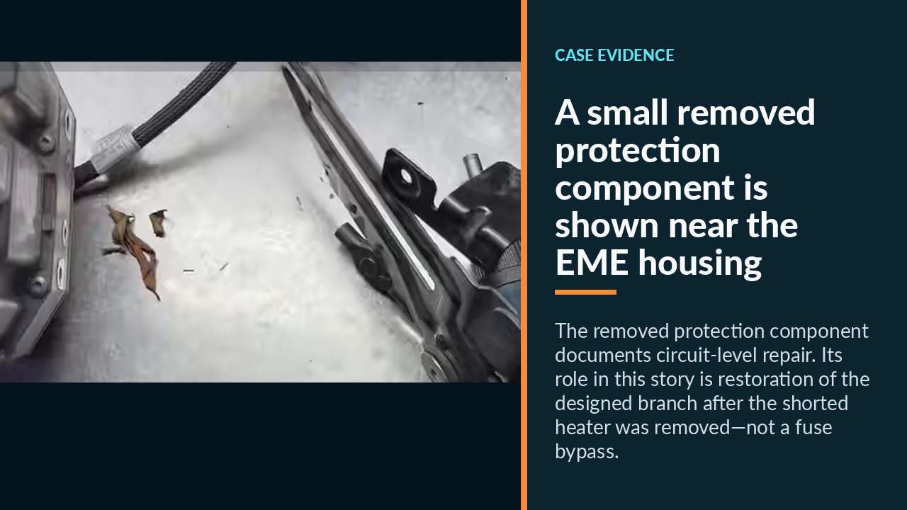 A small removed protection component is shown near the EME housing