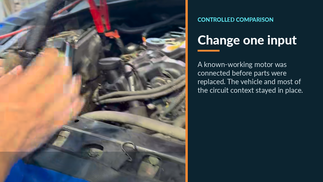 Known-working Valvetronic motor connected for a controlled comparison test