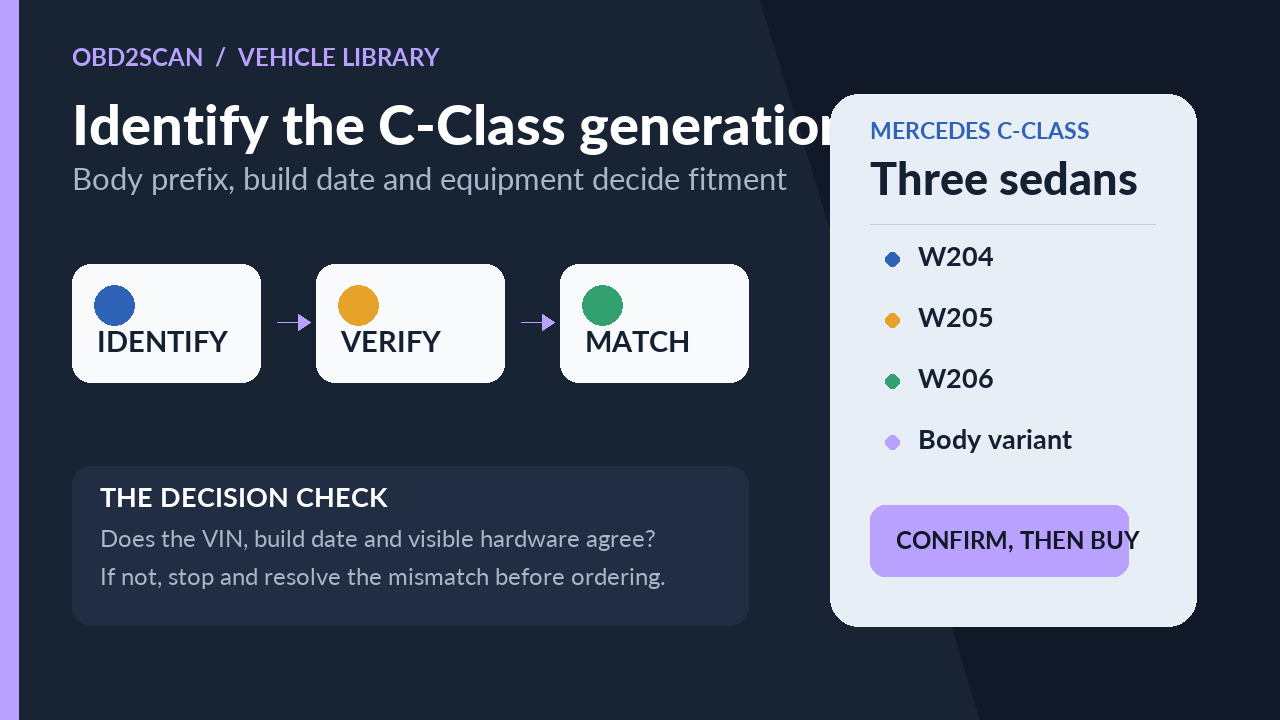 Identify the C-Class generation: identify, verify and match the exact vehicle configuration
