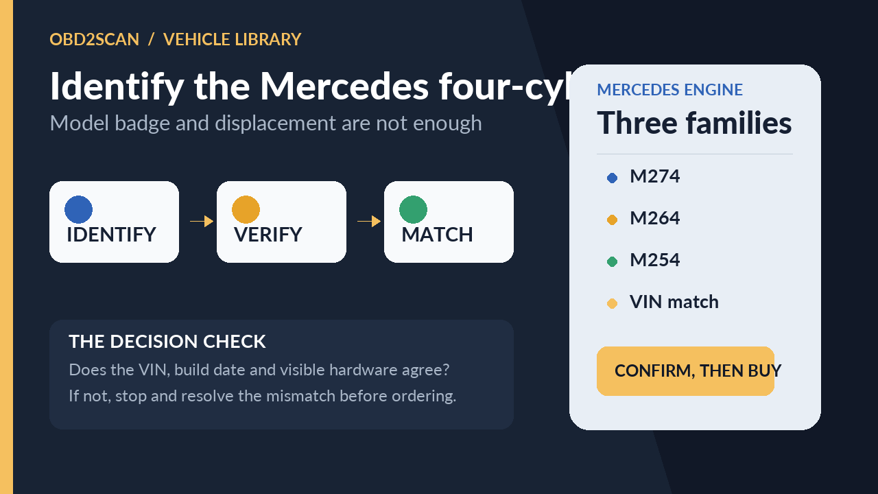 Identify the Mercedes four-cylinder: identify, verify and match the exact vehicle configuration
