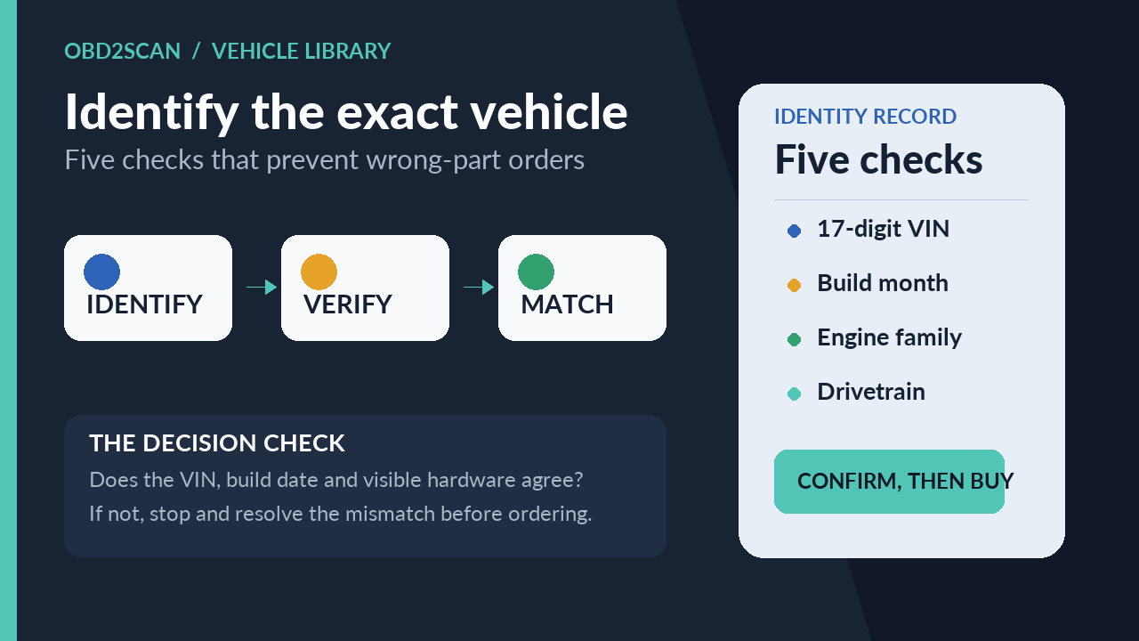 Identify the exact vehicle: identify, verify and match the exact vehicle configuration