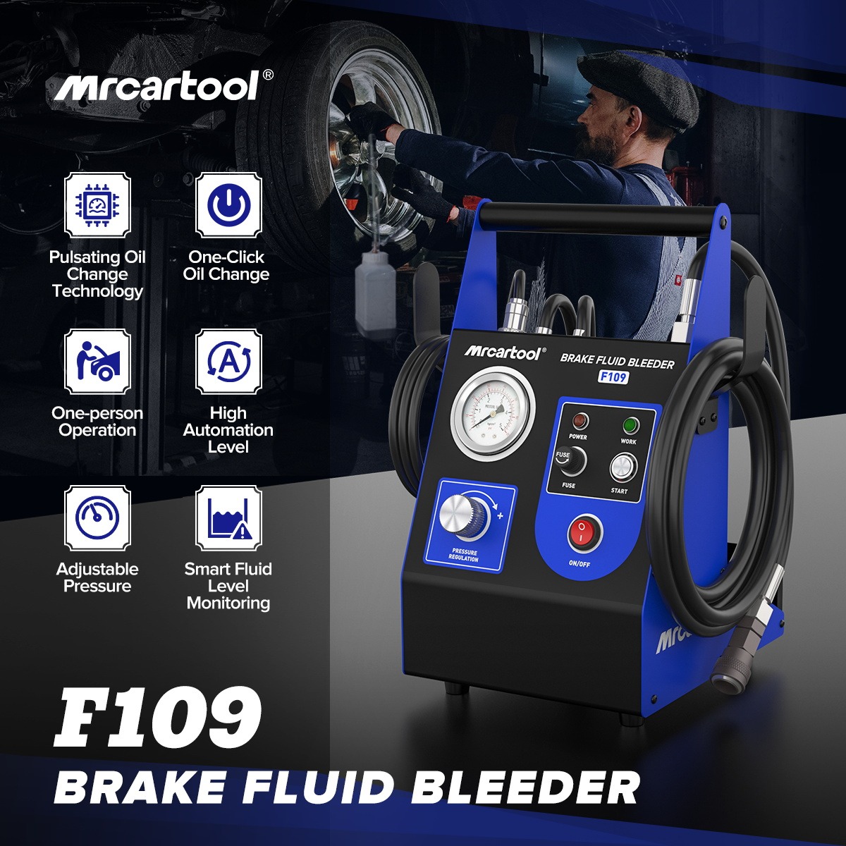 Second exact first-party product or workflow view of MRCARTOOL F109 compact brake fluid flush machine