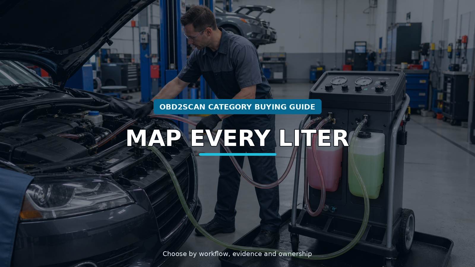 Workshop scene for coolant flush machine buying guide