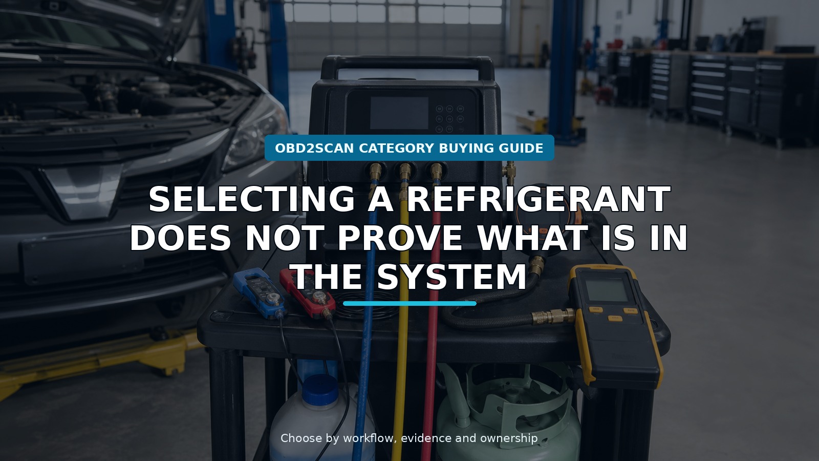 Workshop scene for digital manifold with refrigerant database buying guide