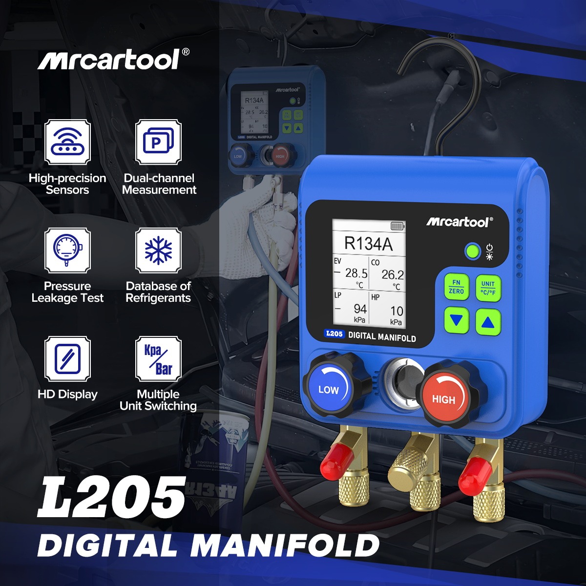 Second exact first-party product or workflow view of MRCARTOOL L205 digital refrigerant manifold