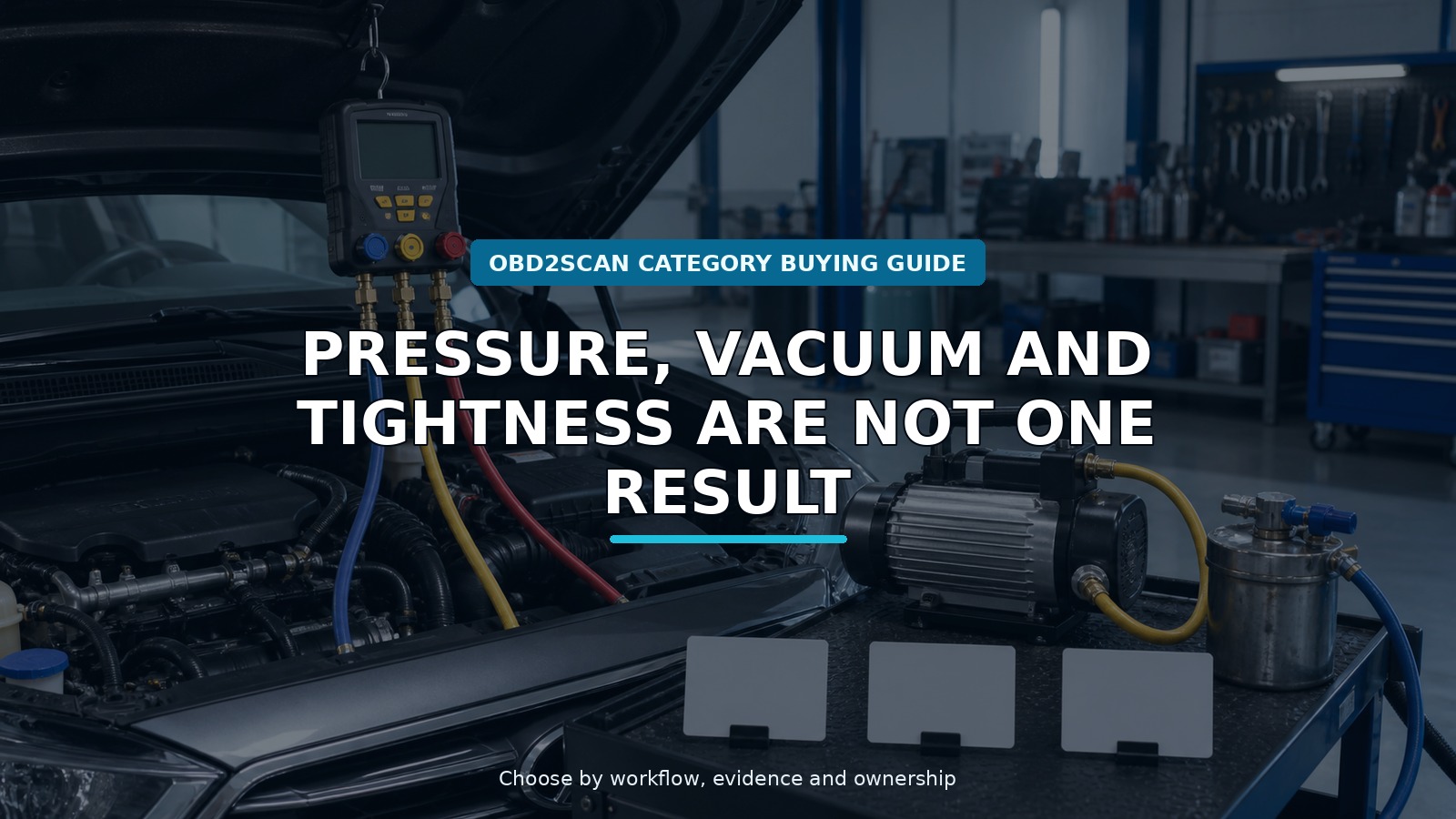Workshop scene for digital refrigerant manifold tightness test buying guide