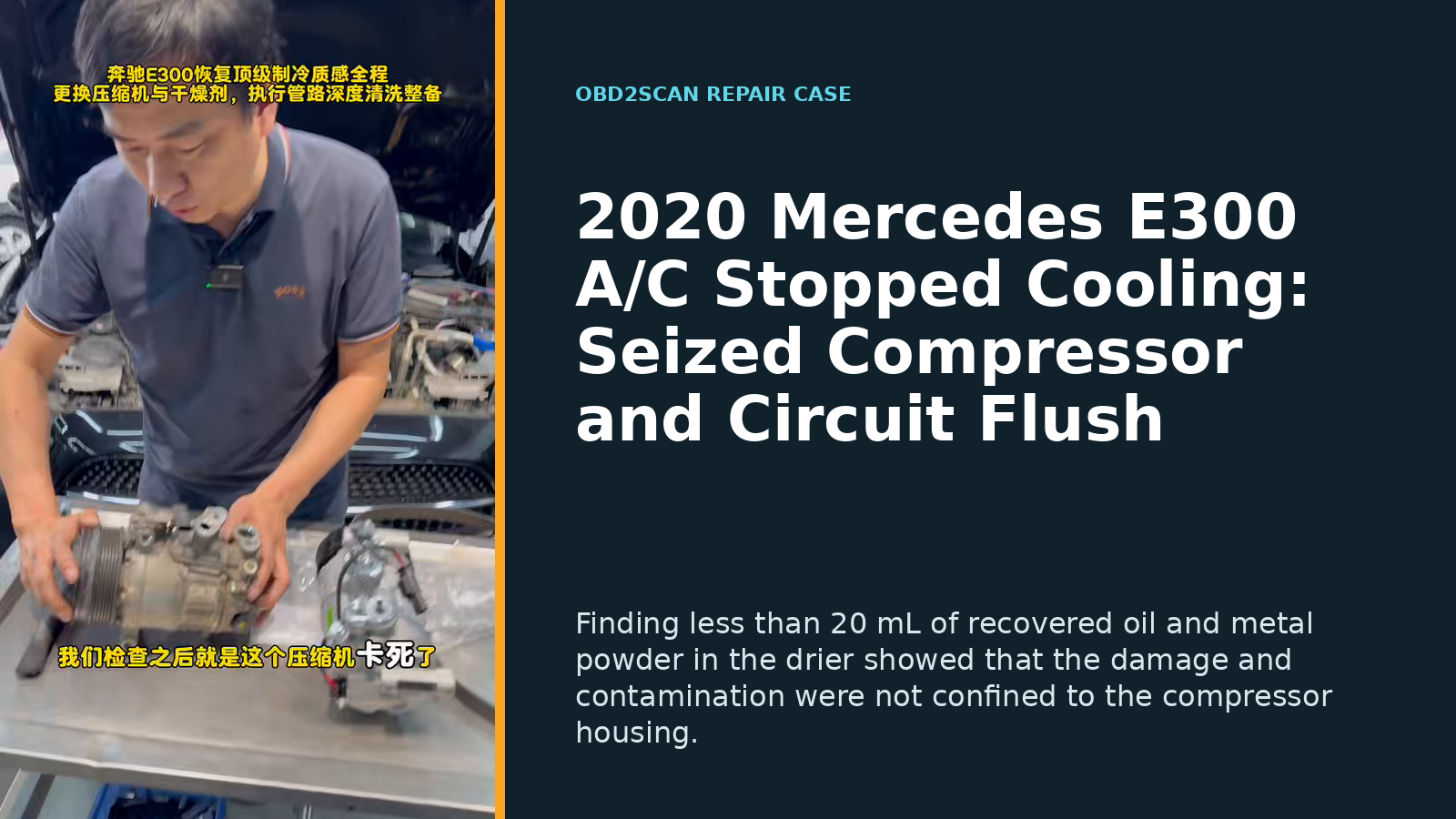 2020 Mercedes E300 A/C Stopped Cooling: Seized Compressor and Circuit Flush