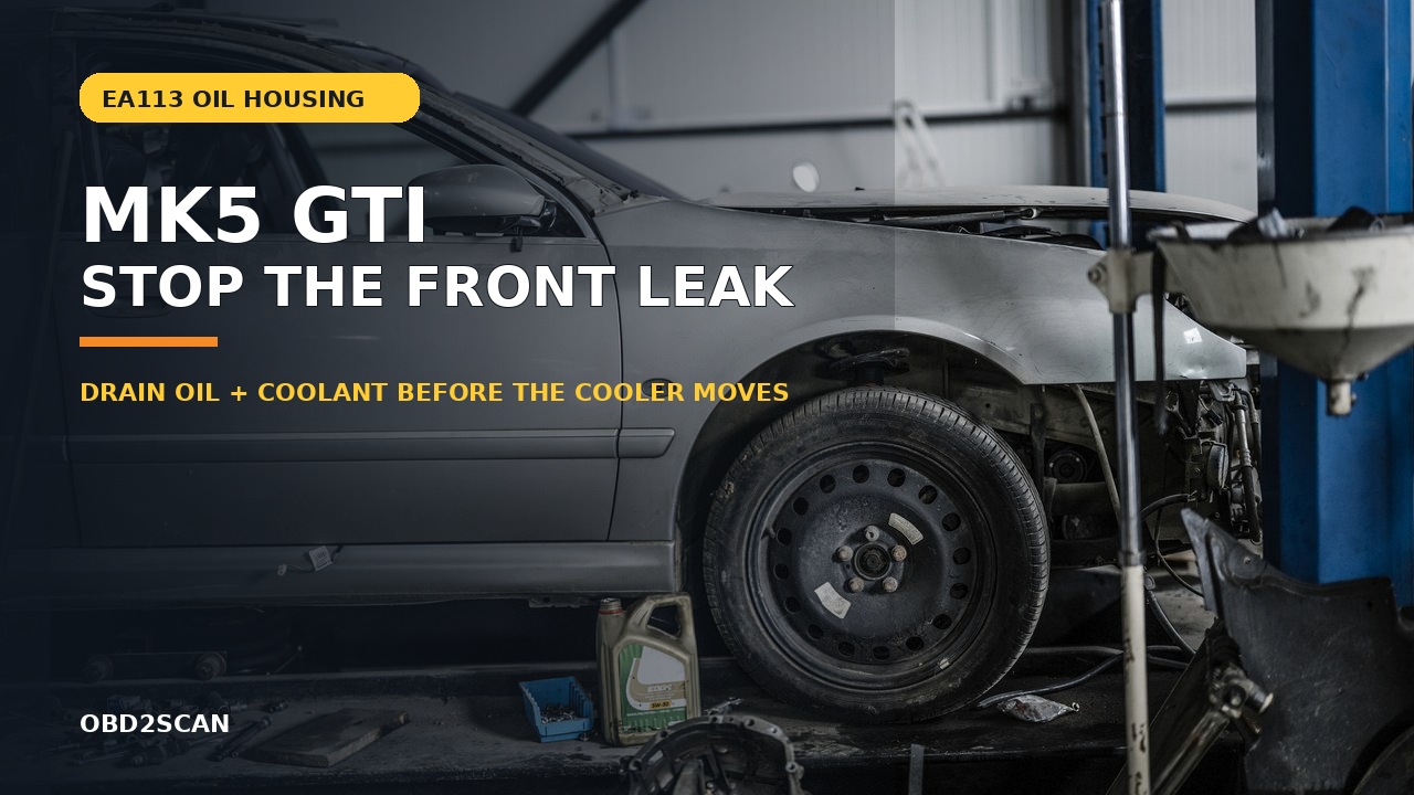 MK5 GTI EA113 Oil Filter Housing: Replace the Housing and Refill Both Circuits photographic cover