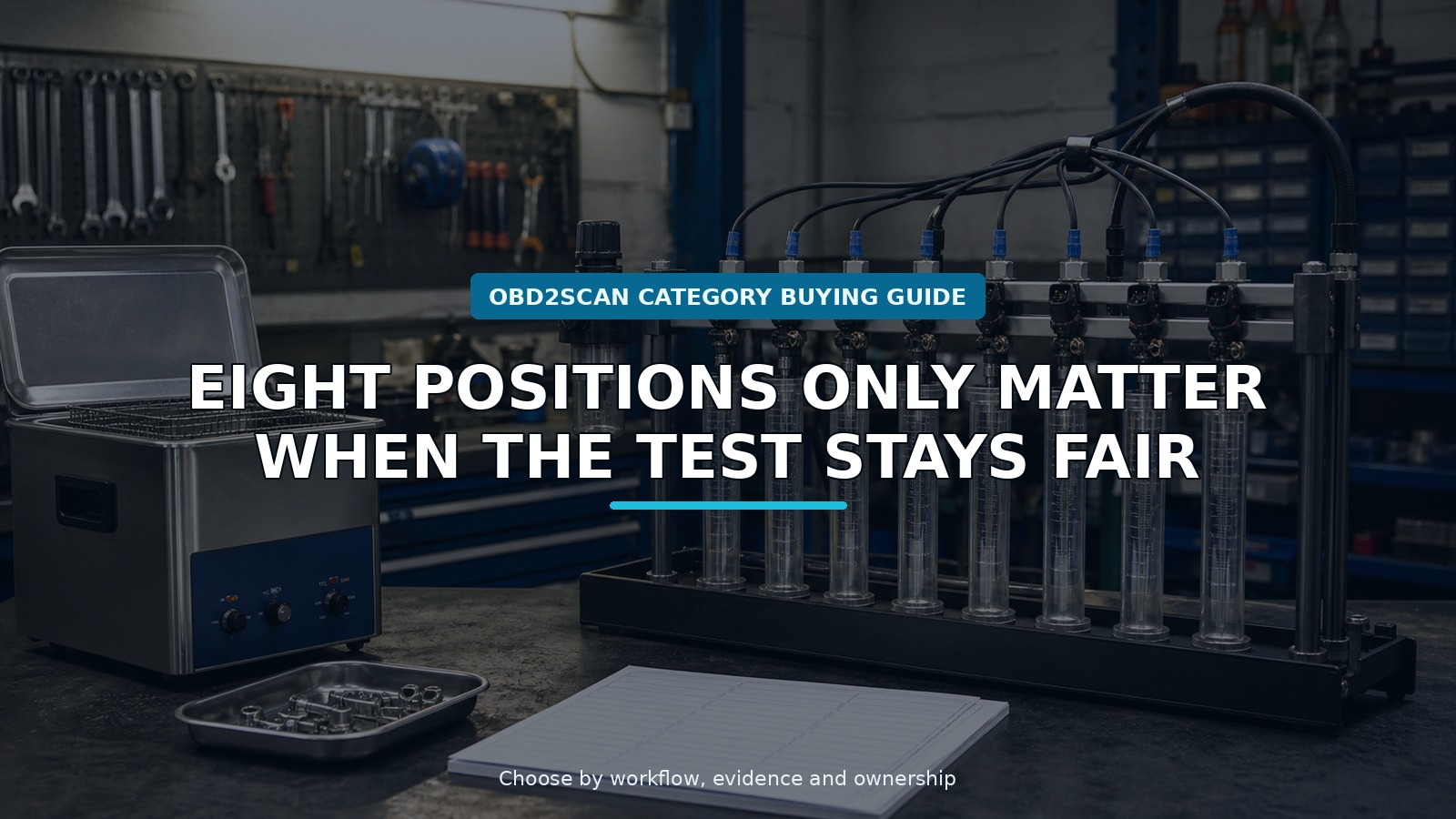 Workshop scene for 8-cylinder fuel injector cleaner tester buying guide