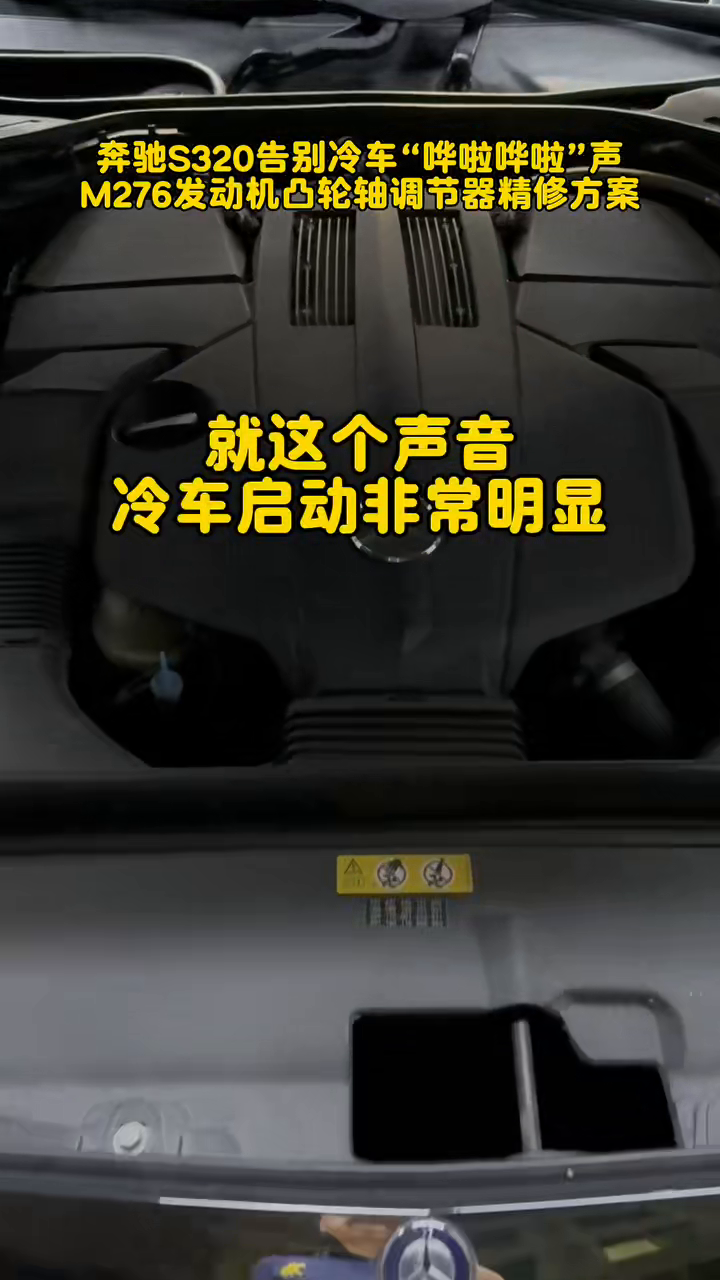 Mercedes S320 engine during the cold-start symptom segment at 10 seconds