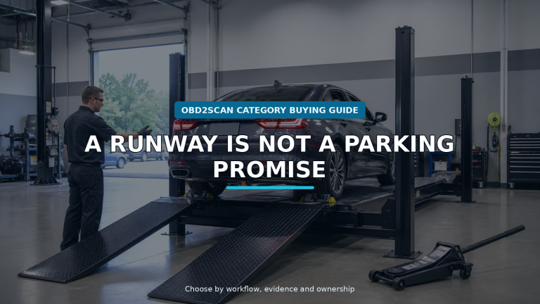 Workshop scene for four-post vehicle lift buying guide