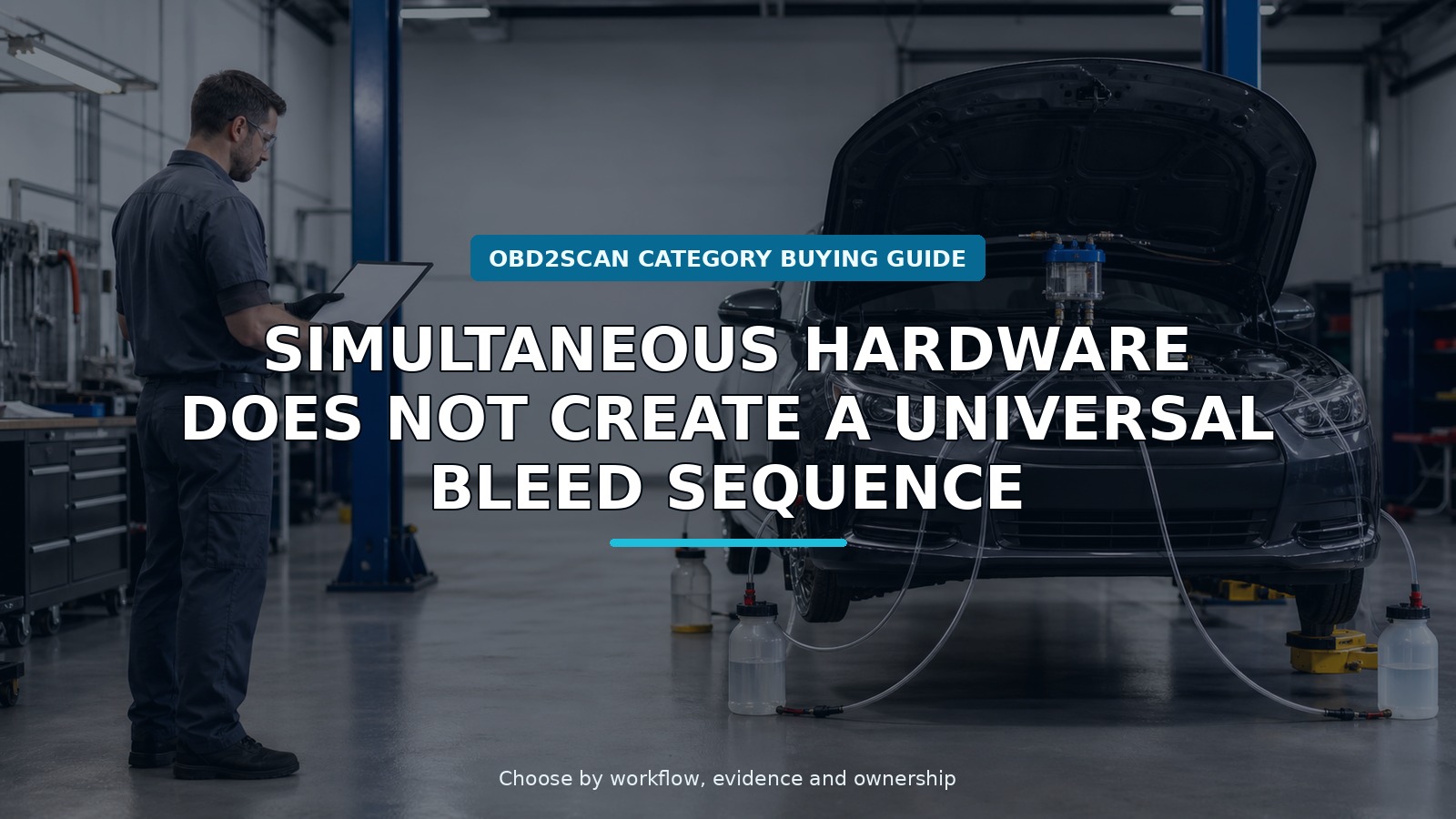 Workshop scene for 4-wheel pulsating brake fluid exchanger buying guide