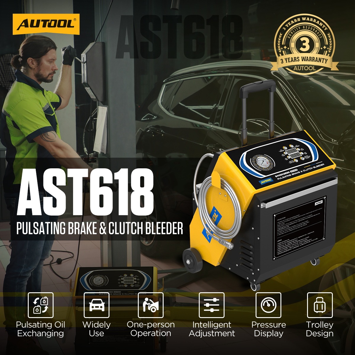 Exact first-party product or workflow view of AUTOOL AST618 four-wheel pulsating brake fluid exchanger