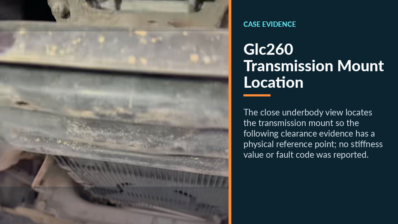 Close underbody view locating the GLC260 transmission mount