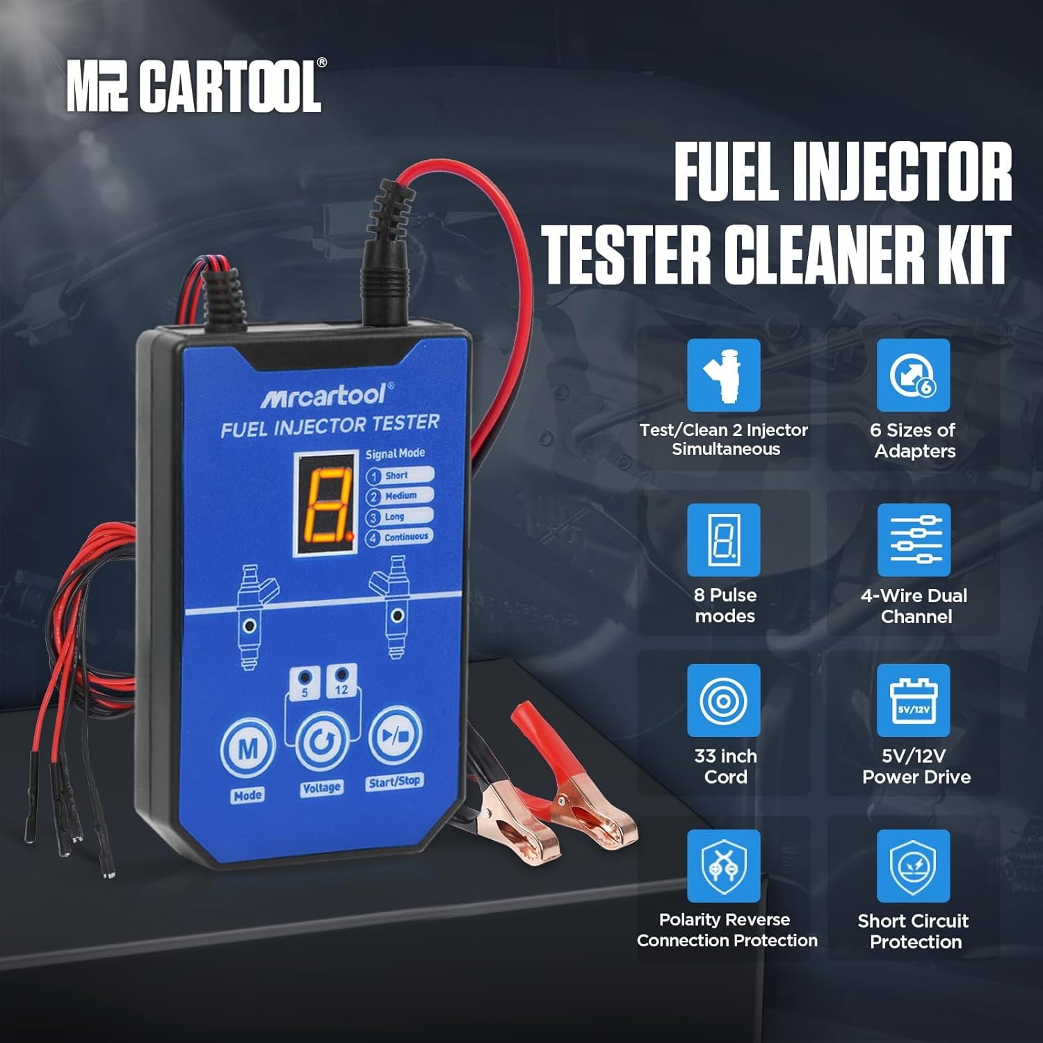 Second exact first-party product or workflow view of MRCARTOOL V30 handheld injector pulse and fuel-pressure test kit
