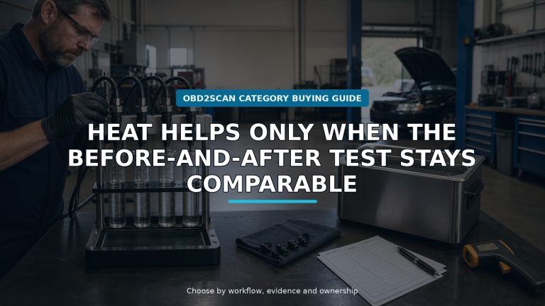 Workshop scene for heated 4-cylinder fuel injector cleaner tester buying guide