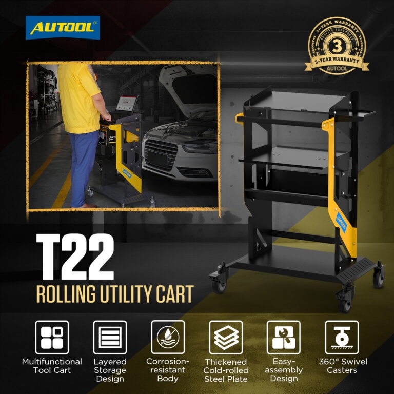 Second exact first-party product or workflow view of AUTOOL T22 three-tier rolling tool cart