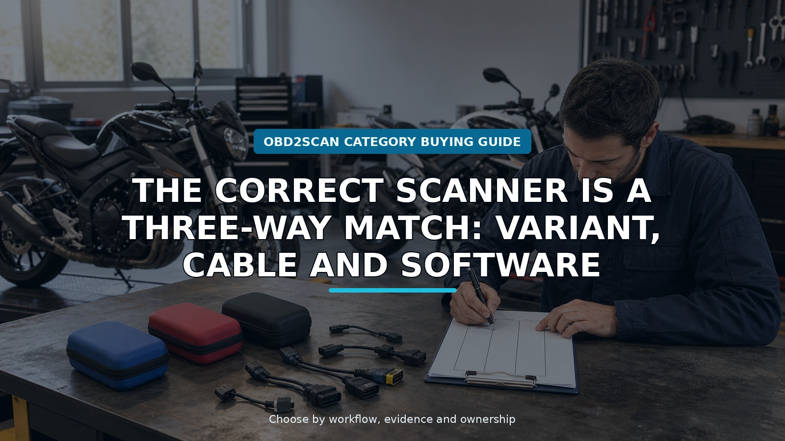 Workshop scene for honda and yamaha motorcycle diagnostic tool variant guide