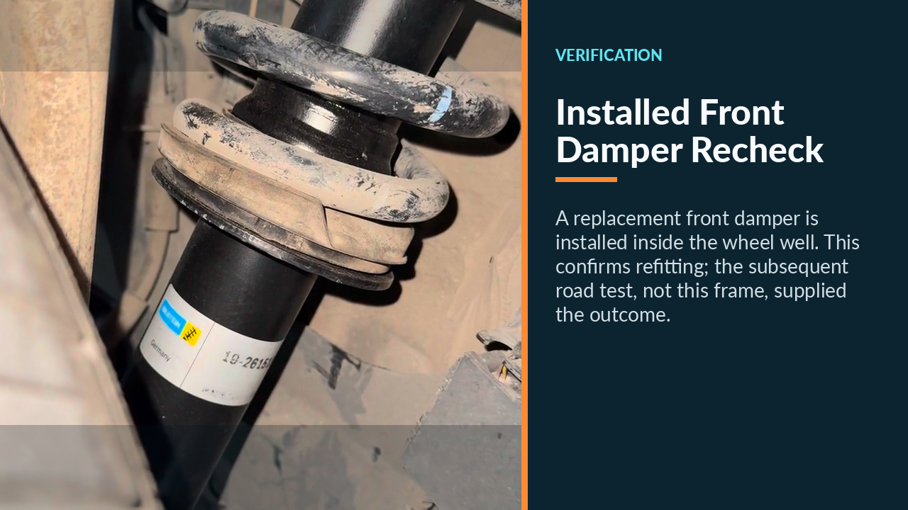 Replacement front damper installed in the 2013 BMW X5 wheel well