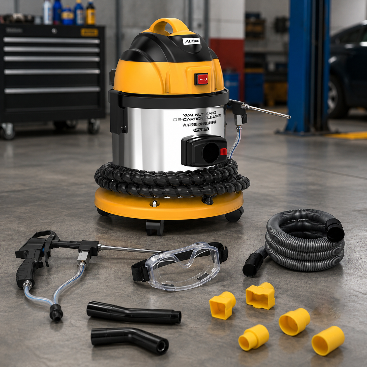 AUTOOL HTS558 machine with hoses, gun, goggles and intake adapters