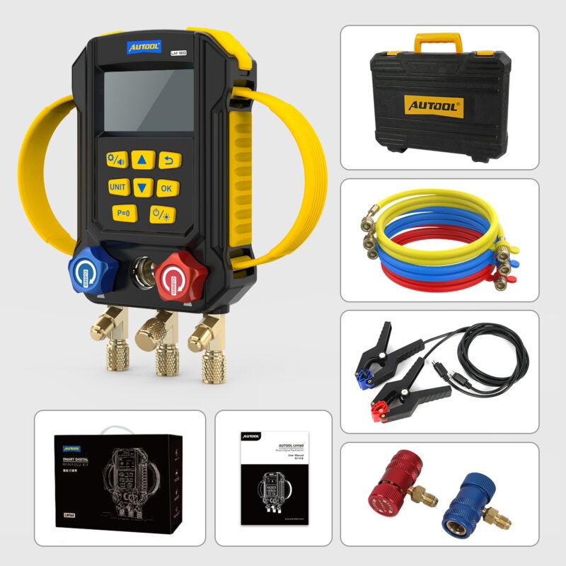 AUTOOL LM160 kit with case three hoses two wired clamps adapters and documentation