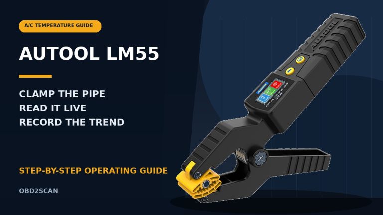 AUTOOL LM55 guide to clamping a pipe reading live temperature and recording the trend