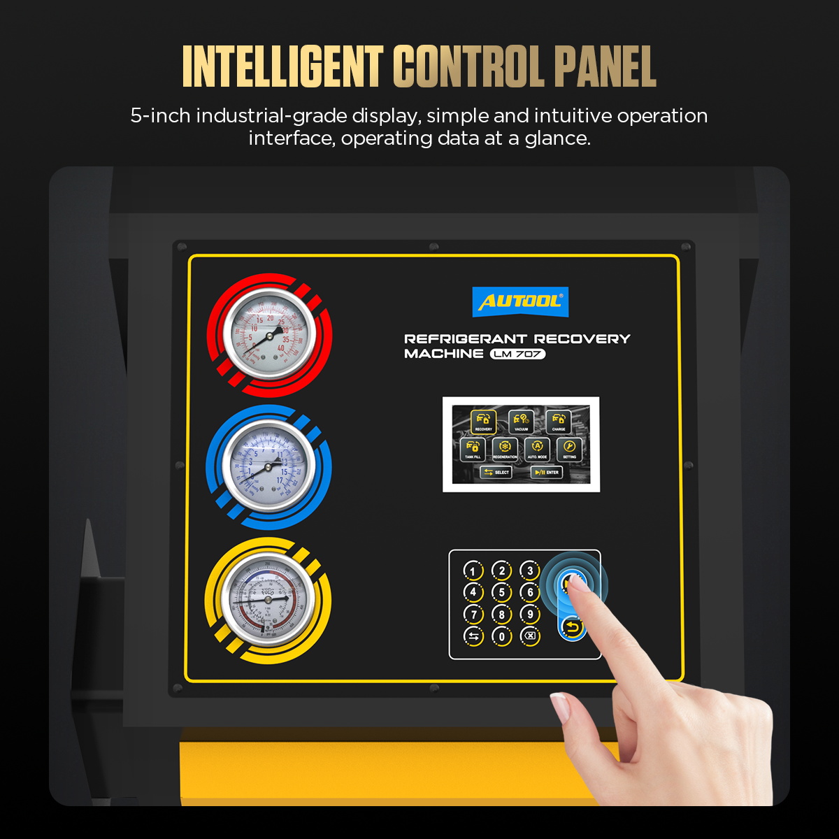Current AUTOOL LM707 5-inch display keypad and high low and tank pressure gauges